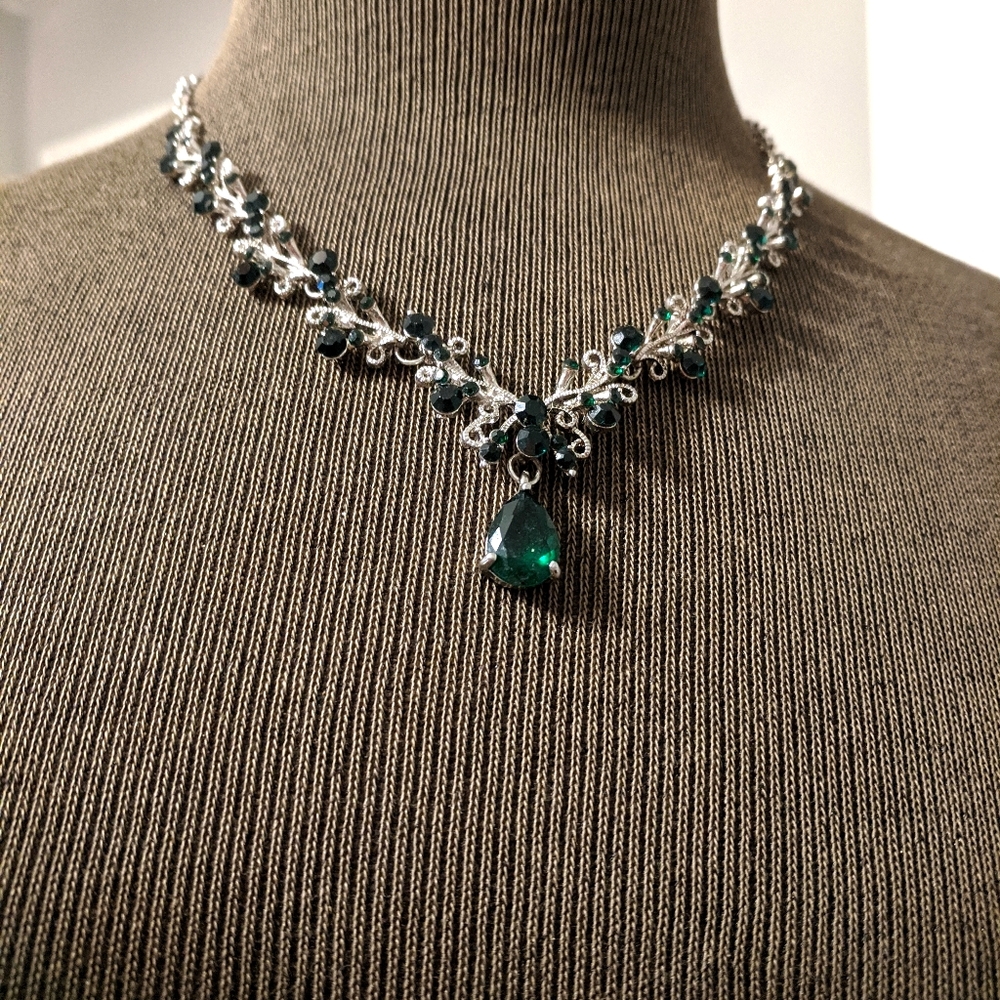 Sterling Silver and Green Necklace